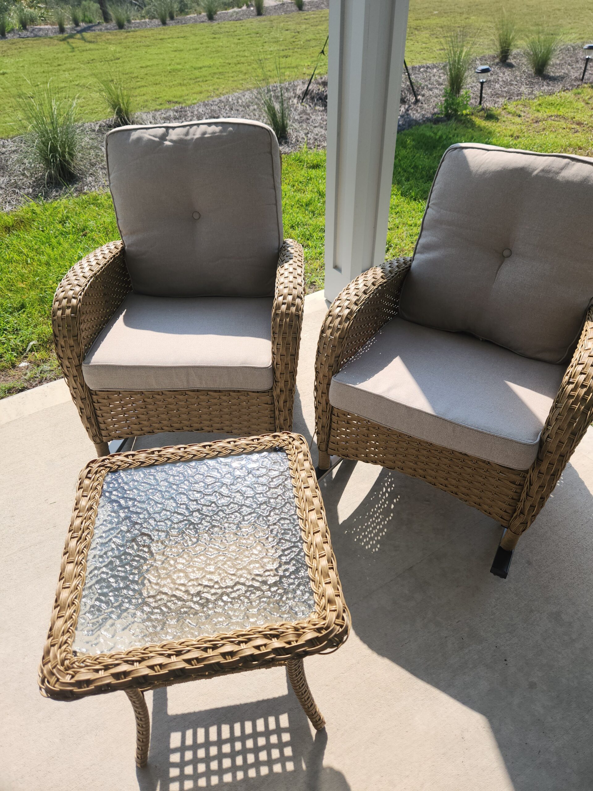 HIGH QUALITY Patio Wicker Rocking Chair set with Table